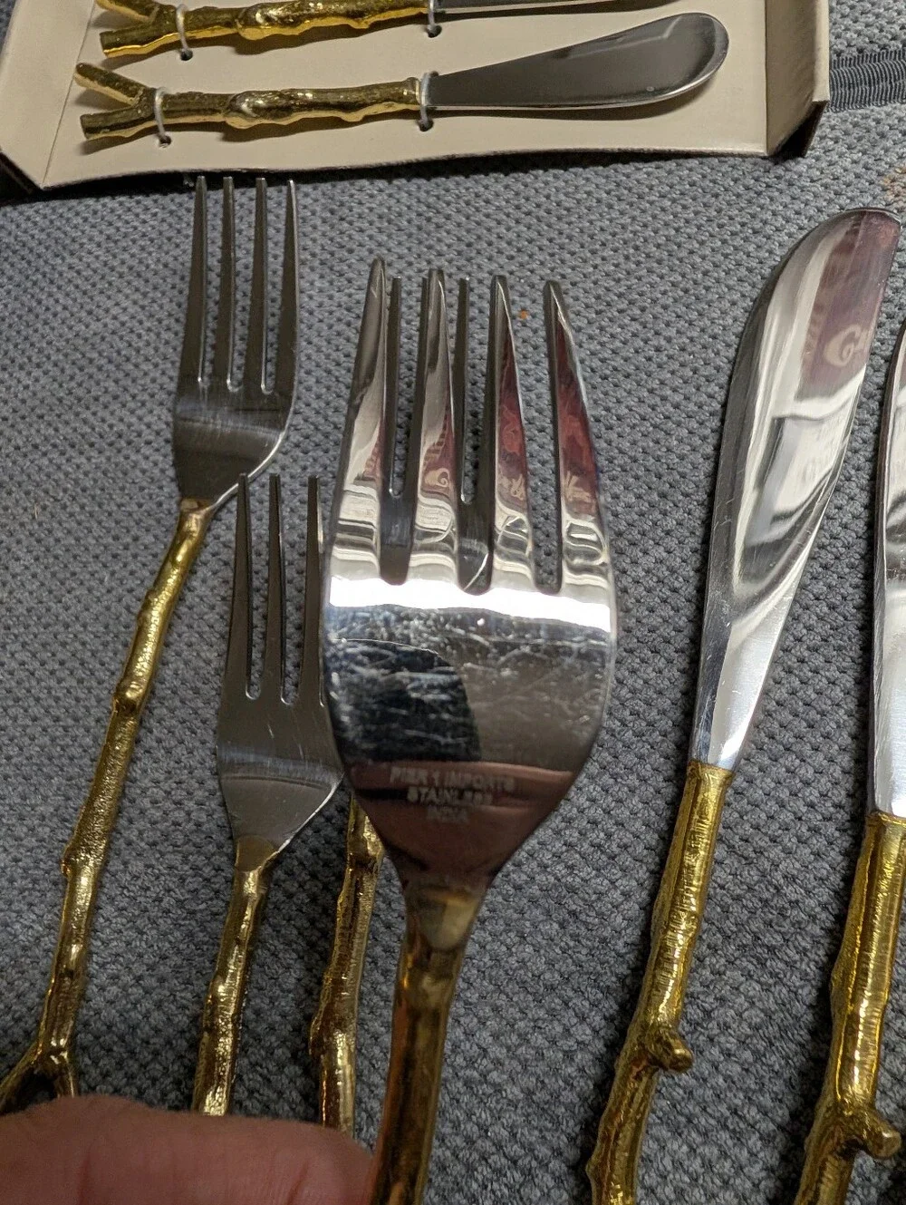 Pier 1 Imports Golden Arbor Flatware Twig Branch 4 People Piece Place Setting